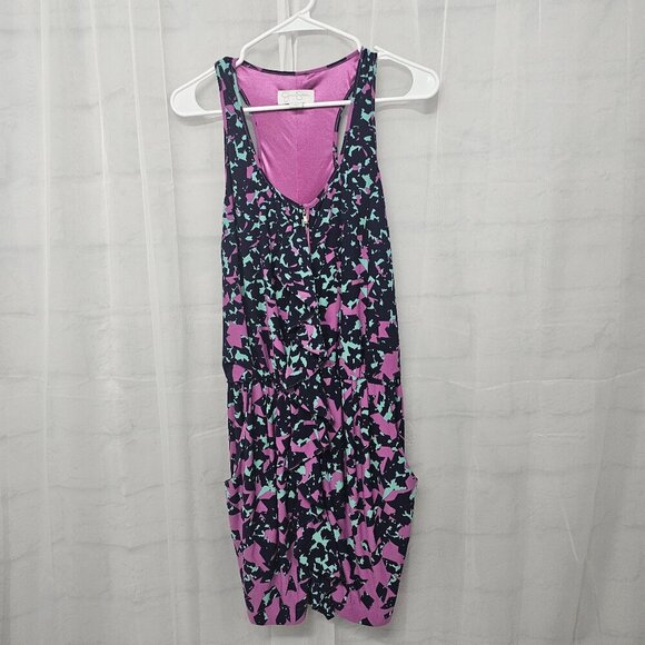 Jessica Simpson Blue Purple Sleeveless Dress Abstract Sporty Ruffle Zip 6 - Picture 11 of 14
